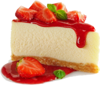 a slice of strawberry cheesecake